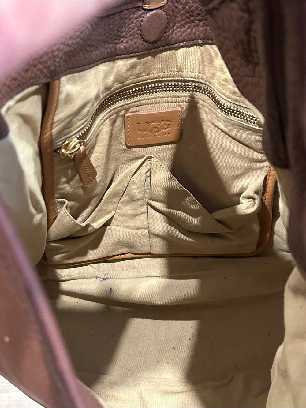 UGG Brown Leather Hobo Shoulder Bag
